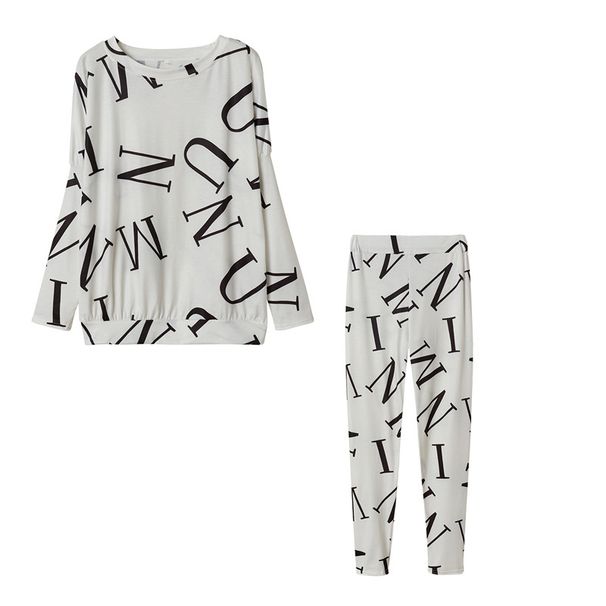 Autumn New Women's Letter Print Sleeve Long Pants Casual Set - 5027_ecoleips.com