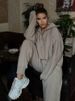 Autumn And Winter Women's Fashion Long-sleeved Lapel Knitted Sweater Trousers Set Casual Knitted Semi-zipper Jumper Set_ecoleips.com
