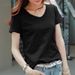 Jiezhe Cotton V-Neck T-Shirt With Dopamine-Inspired Color Scheme That Helps Slim The Figure And Conceal Excess Fat; Suit_ecoleips.com