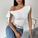 2025 Spring And Summer New Women's Sexy Slanted Neck T Shirt Off Shoulder Design Niche Short Top_ecoleips.com