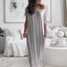 Women's Solid Color Casual Dress Short Sleeved Long Summer New_ecoleips.com