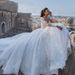2026 New Style Solid Color Wedding Dress Deep V Neck European American Long Sleeves Women's Clothing Party Wear_ecoleips.com
