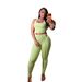 TW888 Color Block High-Waisted Yoga Suit Women's Fashion Casual Sports Vest Two-Piece Set European And American Style_ecoleips.com