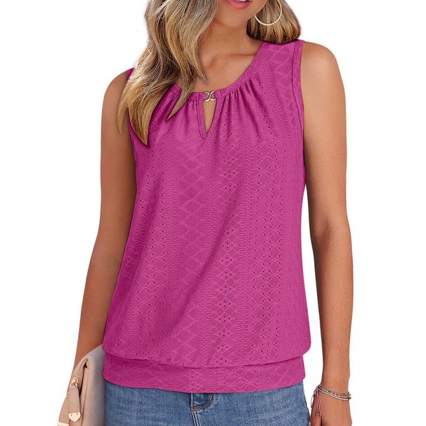 Aria Basics Aria Basics 2026 European American Summer Fashion Round Neck Sleeveless Vest Women's T-Shirt Top, Thin And Suitable For_ecoleips.com