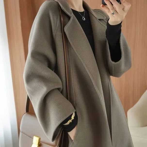 Women's Clothing Double Sided Woolen Coat For Women, Long, Knee Length, Loose, Large Size, Autumn And Winter New Woolen Coat For Women_ecoleips.com