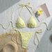 Women's Solid Color Two-Piece Bikini Set High-Waisted Bottoms Crop Top Tie-Front Beach Vacation Swimwear_ecoleips.com