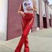 Women's High-Waisted Hollow out Straight Leg Tapered Slim Fit Leather Pants Summer Fashion Trend European American Style_ecoleips.com