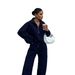 Women’s Half-Zip Pullover & Trousers Set – Loose Fit Casual Two-Piece Outfit (S-XL, Light Gray/Black/Green/Navy Blue/Brown)_ecoleips.com