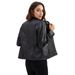 K New Women's Casual Leather Jacket With Stand Collar, European And American Fitted Solid Color Leather Coat_ecoleips.com