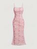 Women's Clothing Spring Floral Suspender Skirt Waist Slim Dress_ecoleips.com