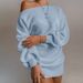 Off-Shoulder Sweater Dress – Oversized Long Sleeve Knit Dress With Lantern Sleeves (S-5XL, 8 Colors, Polyester Blend, Fall/Winter Staple)_ecoleips.com