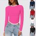 Women's Long Sleeve round Neck Slim Fit Color Block Short Pullover Top European And American Style Autumn Winter New Arrival_ecoleips.com