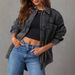 Women's Oversized Boyfriend Style Denim Jacket Long Sleeve Two Piece Design For European And American Markets Suitable_ecoleips.com