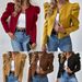 Women's Clothing Women's Solid Color Round Neck Open Cardigan Zipper Bubble Long Sleeve Jacket Style For Spring Autumn_ecoleips.com