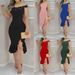 2025 New Summer Fashion Tight Bodycon Off-Shoulder Ruffle Dress Women's Clothing_ecoleips.com