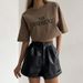 Aria Basics Aria Basics PU Leather European And American Style Cross-border Women's Clothing 2025 Summer New Loose A-line Wide-leg Zipper Shorts_ecoleips.com