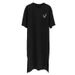 2025 Plus Size Summer Women's Smiley Side-Slit T-Shirt - Casual Loose Fit Dress_ecoleips.com