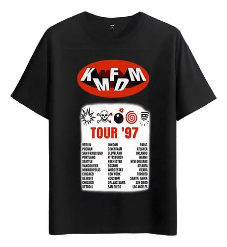 Women's T-Shirts Tshirt Muscle Freaks Kmfdm Tour 97 Estilo Rock Band Vintage_ecoleips.com