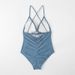 Women's Clothing Solid Color V-Neck Triangle Bikini Swimsuit Tummy Concealing One Piece Fashion Swimwear For All Seasons_ecoleips.com
