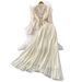 Women’s Elegant Embroidered Lace Blouse & Pleated Maxi Skirt Set – V-Neck With Metallic Buttons (2 Colors, 6 Sizes)_ecoleips.com