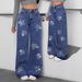 Women's Jeans Autumn New Flower Hot Diamond Loose Straight Trousers JEANS Trendy Brand_ecoleips.com