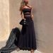 Spring Solid High Waist A-Line Dress Bohemian Sexy Strapless Bandage Hollow Long Dress Womens Summer Sleeveless Party Maxi Dress_ecoleips.com