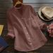 2023 Summer New Fashionable Shirt For Plus-Size Women, Casual Loose Slimming Cotton-Linen Blouse Jacket_ecoleips.com
