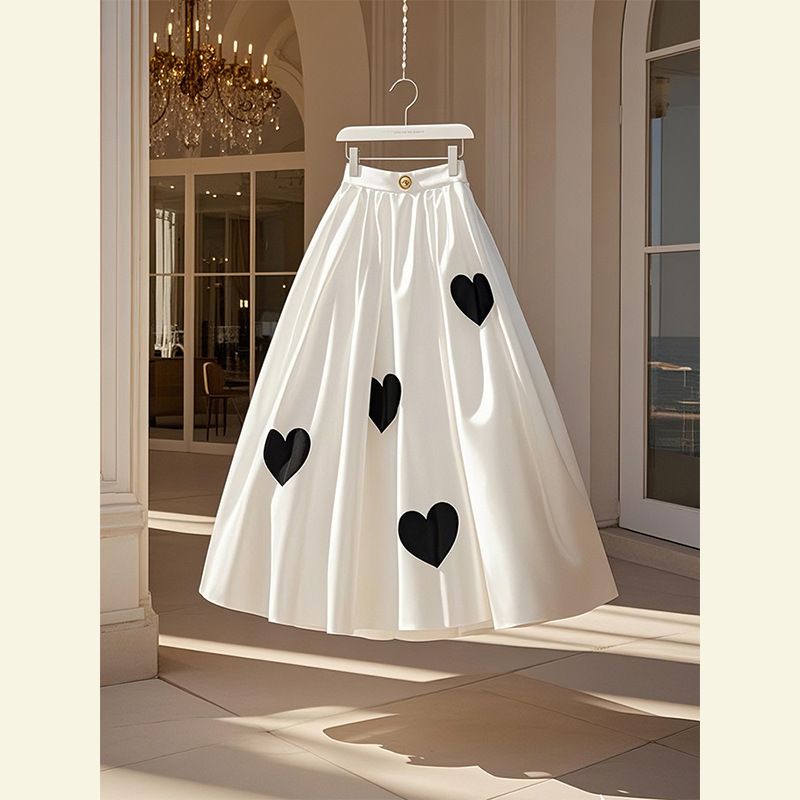 French-Inspired High Waist A-Line Skirt – Flowy Midi Skirt With Elegant Floral Print & Slimming Pleats | Spring Summer White Skirt For Office & Brunch_ecoleips.com
