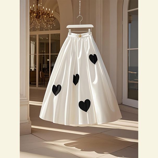 French-Inspired High Waist A-Line Skirt – Flowy Midi Skirt With Elegant Floral Print & Slimming Pleats | Spring Summer White Skirt For Office & Brunch_ecoleips.com