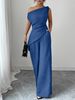 Women's Clothing Elegant Off-Shoulder Women's Suit Solid Color Style Commuter Zipper Pocket Pants For Formal & Casual For Women_ecoleips.com