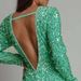 K Women's Round Neck Fashionable Long Sleeved Sequined Back V-neck Slim Fit Dress_ecoleips.com