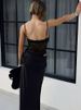 Absobe Satin Patchwork Sheer Lace Strap Split Maxi Dress Sexy Cut Out V-Neck Backless Slim Evening Slip Long Dress Partywear_ecoleips.com