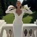 New Arrival GDFGDF Solid Color Low Cut Long Sleeve Slim Bodycon Ruffle Hem Dress Wholesale For Women_ecoleips.com