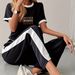 Relaxed Casual Letter Print 2-Piece T-Shirt And Pants Set Short Sleeve Spring/Autumn Print_ecoleips.com