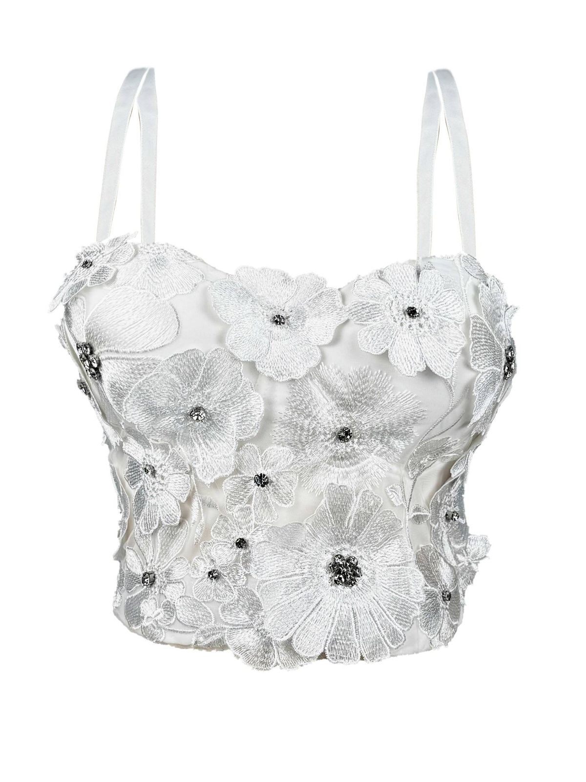 Women's Clothing Three Dimensional Flower Diamond Studded Body Shaping Tube Top For Outer Wear Suspender Bra For Women_ecoleips.com