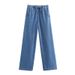 Women's Clothing Autumn Casual Fashion Denim Shirt Drawstring Straight Trousers Suit_ecoleips.com