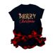 Merry Christmas Tree Santa Claus Simple Base Shirt Trendy Casual Loose Short Sleeve T-Shirt For Women_ecoleips.com