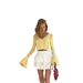 Women's Clothing Hot Girl Hollow Knitted Cardigan Women's Clothing New Solid Color Long Sleeve V Neck Solid Color Short Knitted Top_ecoleips.com