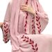 Women's Clothing Fashion Street Chiffon Pink Round Neck Plant Pattern Embroidered Long Dress_ecoleips.com