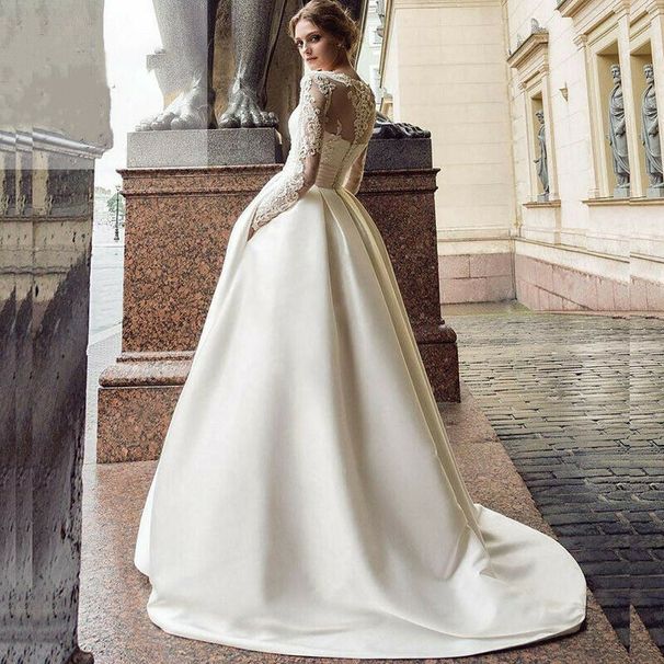 Wedding Dress Trailing Light Wedding Dress Simple High End Main Wedding Dress Lace High Waist Slim Dress_ecoleips.com