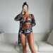 Women's Long-Sleeve Bikini Set – Floral Print Swimwear With Padded Top & UV Protection (Trendy 3-Piece For Beach & Pool)_ecoleips.com