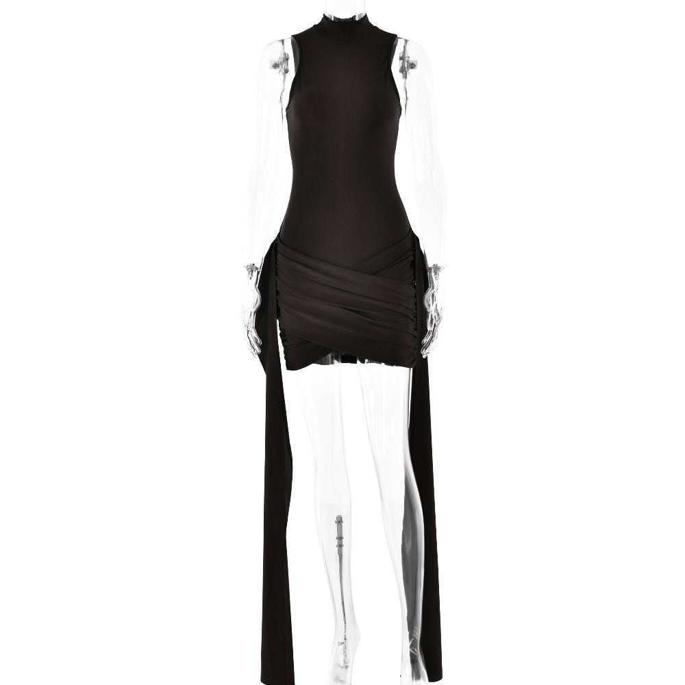 Aria Basics Aria Basics European And American Style Cross-Border Spring Hot-Selling New Sexy Elegant Solid Color Round Neck Sleeveless Bodycon_ecoleips.com