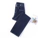 Dark Blue High-waisted Straight-leg Slim Jeans Women's 2025 New Autumn And Winter Small Narrow Version Wide-leg Mopping Pants_ecoleips.com