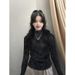 Unique Design Top Tie-Dye Slim Half Turtleneck Dralon Long Sleeve Base Shirt Autumn And Winter Pleated Waist Tight Women_ecoleips.com