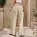 Voya Women's Fashion Summer New Solid Color Wide-leg Pants With High-waist Tie Design, Niche Casual Drapey Straight-leg Straight-leg Pants_ecoleips.com