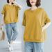 Large Size Women's Clothing Summer Loose Large Size Meat-covering And Thin Top Solid Color Round Neck Age-reducing Short-sleeved T-shirt_ecoleips.com