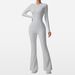 Women's Clothing New Nude Zipper Long Sleeved Yoga Jumpsuit Slim Fit Fitness Flared Pants Hot Girl Pants_ecoleips.com
