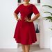 Elegant round Neck Short Sleeve A-Line Dress for Women Versatile Breathable Polyester Blend Work Casual Wear_ecoleips.com