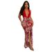 Women's Clothing Fashion Women's Clothing Sexy Deep V Halter Neck Slim Print Dress_ecoleips.com