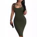 Slim Fit Sleeveless Bodycon Dress – Sexy Square Neck Tank Dress For Women (Milk Silk Fabric, 10 Colors)_ecoleips.com